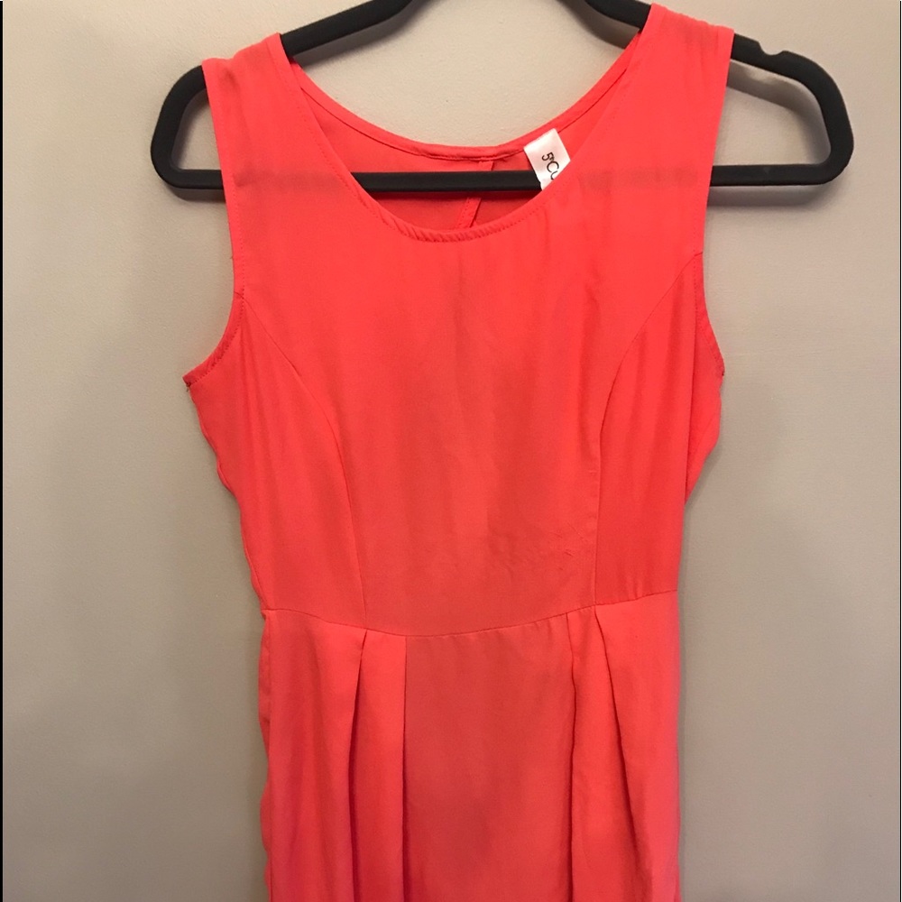 Coral dress with zipper detail
